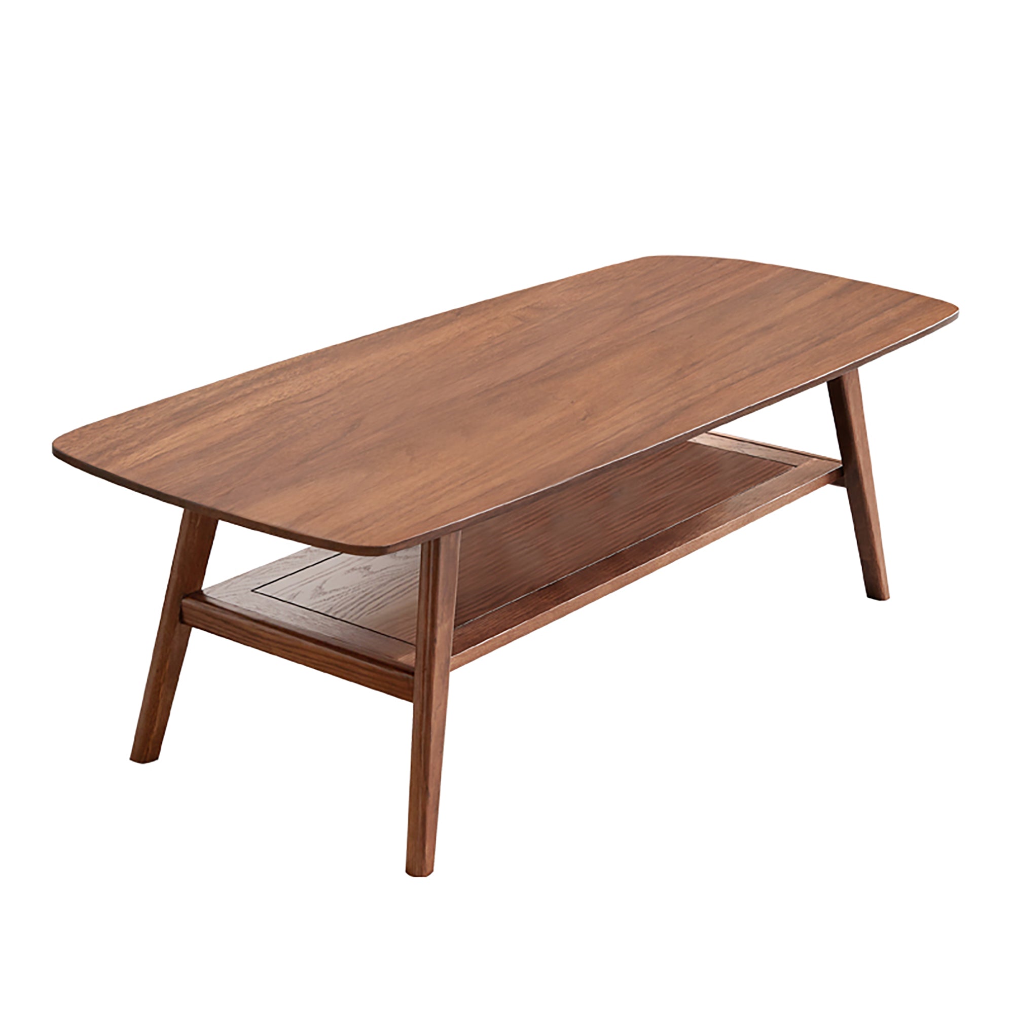 Center table Low Table 100% solid Oak Wood Top plate Desk Coffee table Width 100 x Depth 50 x Height 44 cm Study desk Work from home Easy to assemble Walnut Color Wood With Storage Shelf - Grand Goldman Shop