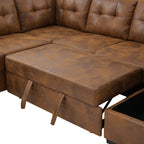 Faux Leather Fabric U-Shape Sectional Sleeper Sofa (Pull-Out Bed) With Storage Chaise - Grand Goldman Shop