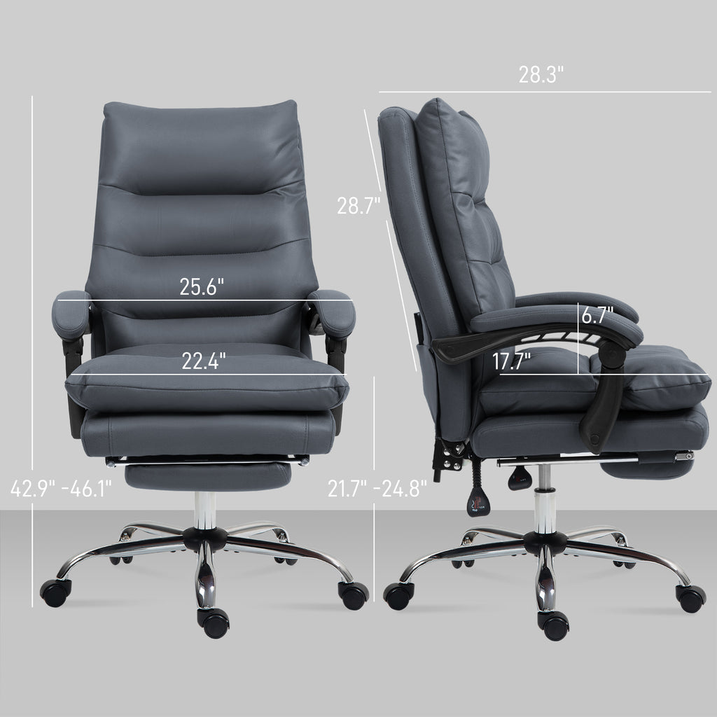 Microfibre Massage Office Chair, Heated Reclining Chair with Footrest, Dark Gray | Premium Home Decor - Grand Goldman
