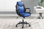 Gaming Office Chair Blue And Black Faux Leather 1pc Chairs Casters Plush Padded Chair w Arms Comfortable Modern Stylish | Pre