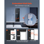 Wall Safe, 4-Tier Hidden Wall Mounted Gun Safe with Password & Key, Q235 Cold-Rolled Steel In-Wall Box with LED Lighting, 3 A