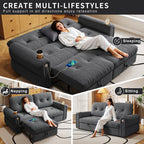 It is a multi-functional sofa, a 77-inch convertible sofa bed, and a 2-in-1 piece suitable for both sitting and lying down. Made of  Chenille fabric, it is suitable for living rooms, bedrooms - Grand Goldman Shop