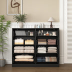 Modern 8 Drawers Dresser Chests for Bedroom,47.2' Wide Wood Chest of Drawers with Gold Metal Handle,Drawer Organizer for Bedroom,Living Room,Hallway and Entryway,Black - Grand Goldman Shop