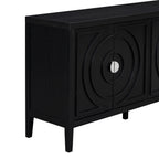 TREXM Retro Sideboard door with Circular Groove Design Round Metal Door Handle for Entrance, Dinning Room, Living Room (Black) - Grand Goldman Shop