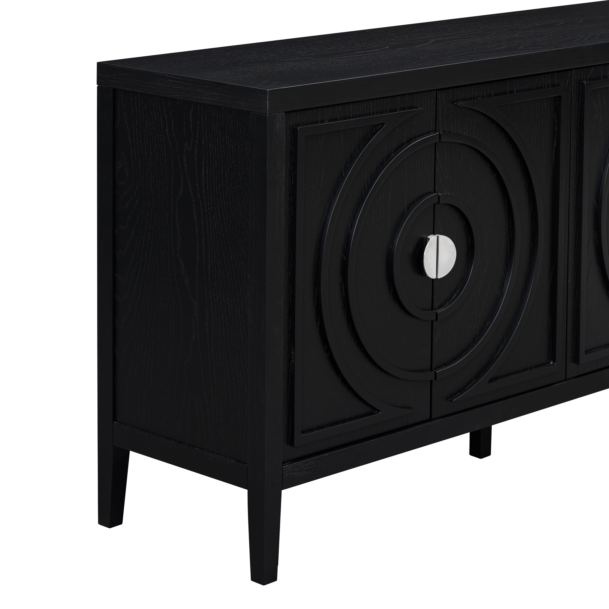TREXM Retro Sideboard door with Circular Groove Design Round Metal Door Handle for Entrance, Dinning Room, Living Room (Black) - Grand Goldman Shop