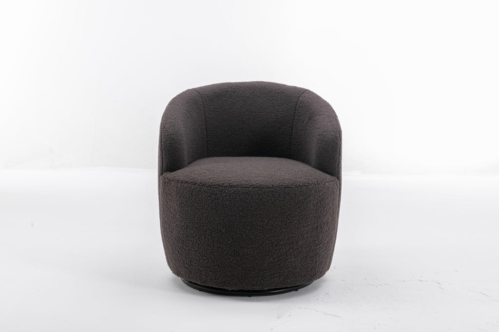 Teddy Fabric Swivel Accent Armchair Barrel Chair With Black Powder Coating Metal Ring,Dark Gray - Grand Goldman Shop