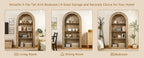 78.74' Tall Arched Bookcase,  Mid Century Modern 4-Tier Arched Storage Bookcase with Open Display Storage Shelf for Dining Room, Living Room,Bedroom (Natural) - Grand Goldman Shop