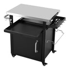 K&K 39.5' Outdoor Grill Cart with Storage Cabinet, Outdoor Bar Cart Pizza Oven Table with Wheels, Stainless Steel Top, Outdoor Kitchen Island with Spice & Paper Rack for BBQ, Waterproof Cover Included - Grand Goldman Shop