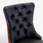 A&A Furniture,Nikki Collection Modern, High-end Tufted Solid Wood Contemporary PU and Velvet Upholstered Dining Chair with Wood Legs Nailhead Trim  2-Pcs Set，Black+Orange, SW2101BO - Grand Goldman Shop