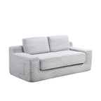 Corduroy Cloud Double Sofa, 2-in-1 Convertible Sofa Bed, Comfortable Boneless Double Sofa, Suitable for Living Room, Apartment, Small Space Grey - Grand Goldman Shop