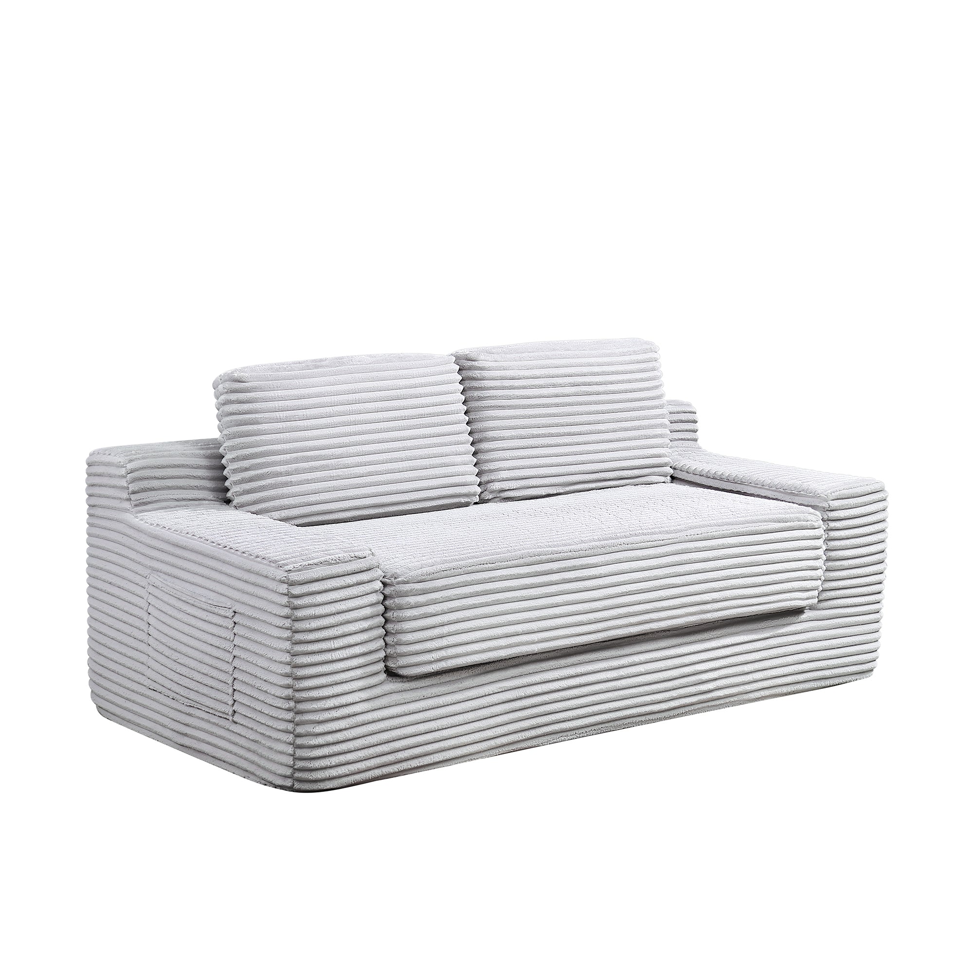 Corduroy Cloud Double Sofa, 2-in-1 Convertible Sofa Bed, Comfortable Boneless Double Sofa, Suitable for Living Room, Apartment, Small Space Grey - Grand Goldman Shop