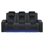 Duran Black 2PC Power Reclining Sofa and Loveseat with Power Headrest, LED Light, USB, and Bluetooth Speaker - Grand Goldman Shop