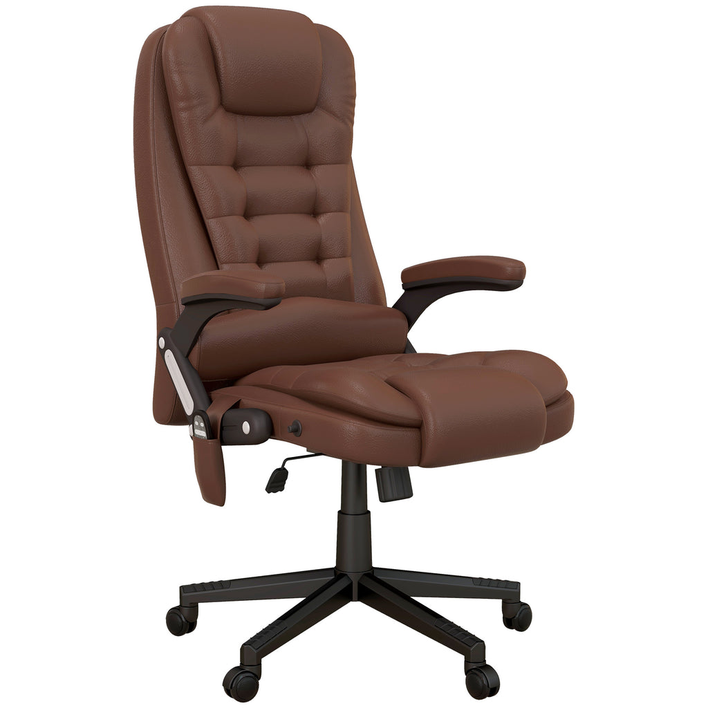 HOMCOM High Back Vibration Massage Office Chair with 6 Vibration Points, Heated Reclining PU Leather Computer Chair with Armr
