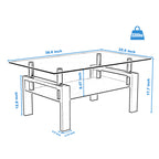 Rectangle Black Glass Coffee Table, Clear Coffee Table,Modern Side Center Tables for Living Room,Living Room Furniture (Old Sku:W24138125) - Grand Goldman Shop