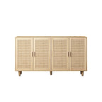 Elegant and Functional 4-Door Rattan Decorative Storage Cabinet for Bedroom, Living Room, Office in Natural Particle Board - Grand Goldman Shop