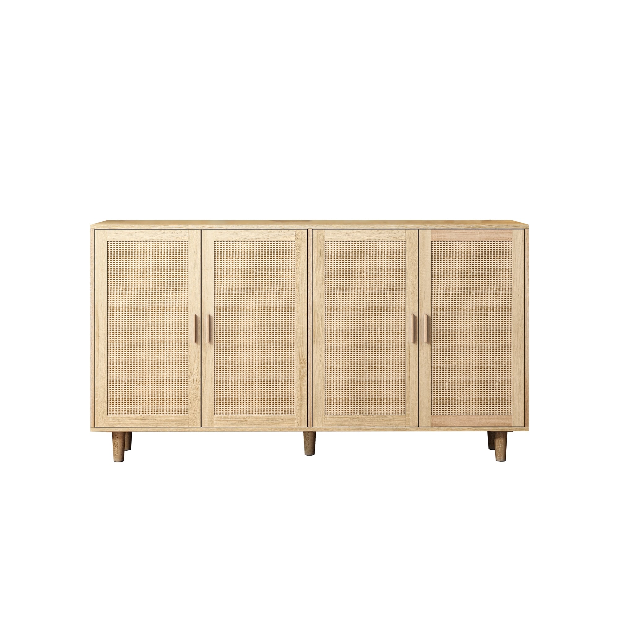 Elegant and Functional 4-Door Rattan Decorative Storage Cabinet for Bedroom, Living Room, Office in Natural Particle Board - Grand Goldman Shop