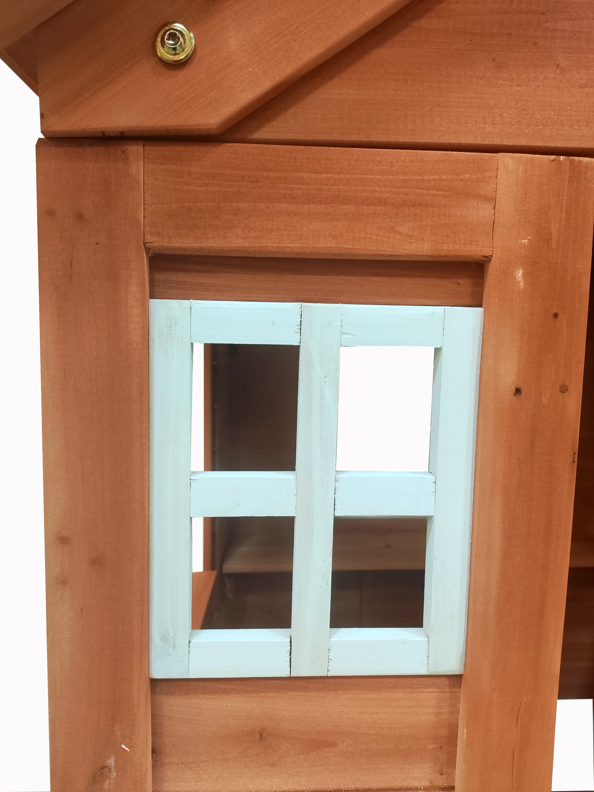 Wooden Kids Playhouse with 2 windows and flowerpot holder,42'Lx46'Wx55'H,Golden Red | Premium Home Decor - Grand Goldman