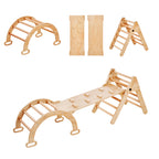 Pikler Triangle Set, 5 in 1 Toddler Climbing Toys Indoor Playground, Ramp, and Arch, Montessori Climbing Set with Triangle, M