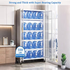 65'  Metal 6-Tier Storage Cabinet with Transparent Door, Adjustable Shelves & Wheels, for Kitchen Pantry Organization, White Metal - Grand Goldman Shop