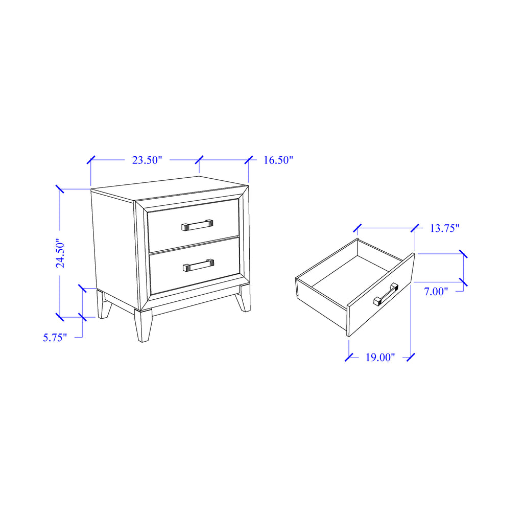 MIRAGE White 5PC King Bedroom Set with Rubber Wood and Slats - Grand Goldman Shop
