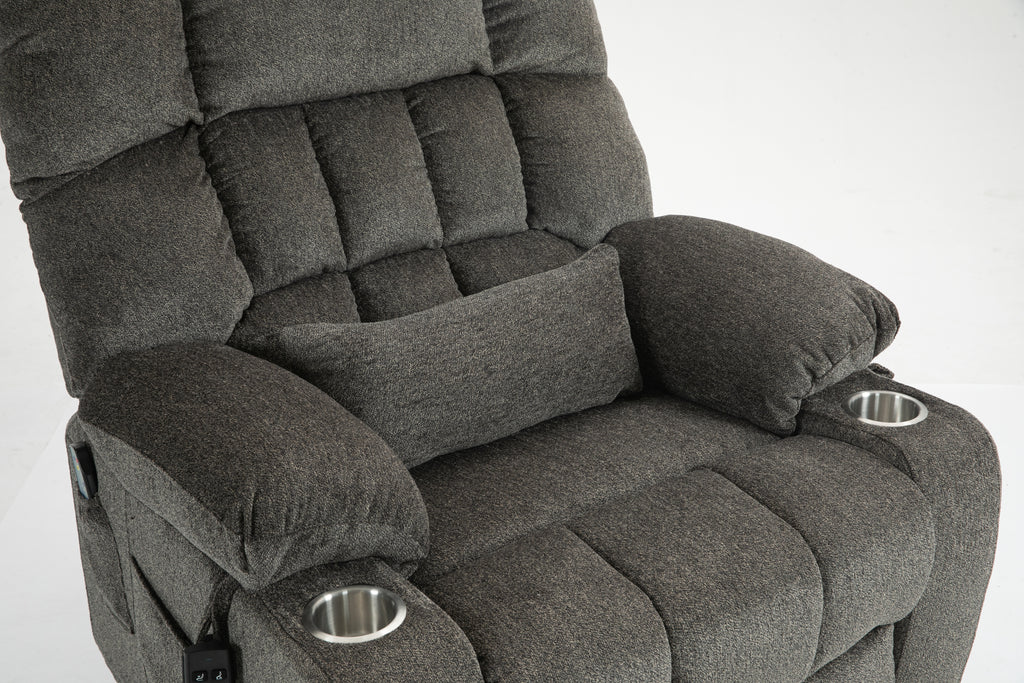 Lift Chair for Big and Tall Person with Inconvenient Legs: High Density Foam Lift Sofa with Heat and Massage, 2 Pockets, 2 Cup Holder, 2 Remote, OKIN Motor - Grand Goldman Shop