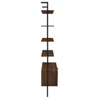 Wendell Walnut 4-Shelf Storage Wall Bookshelf with Drawer - Modern Industrial Style, Walnut Finish, Engineered Wood, 96in H x