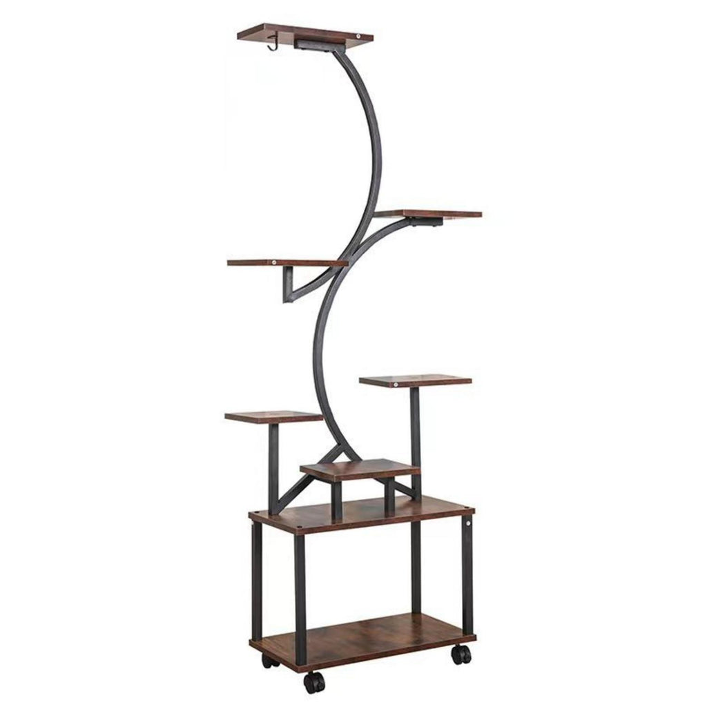 8-Tier Indoor Plant Stand with Grow Lights, 61 in S-Shaped Metal Shelf for Multiple Plants, Black - Grand Goldman Shop