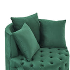 Modern Glam Velvet Upholstered Swivel Chair with Button Tufted Design and Wheels, Green - Grand Goldman Shop