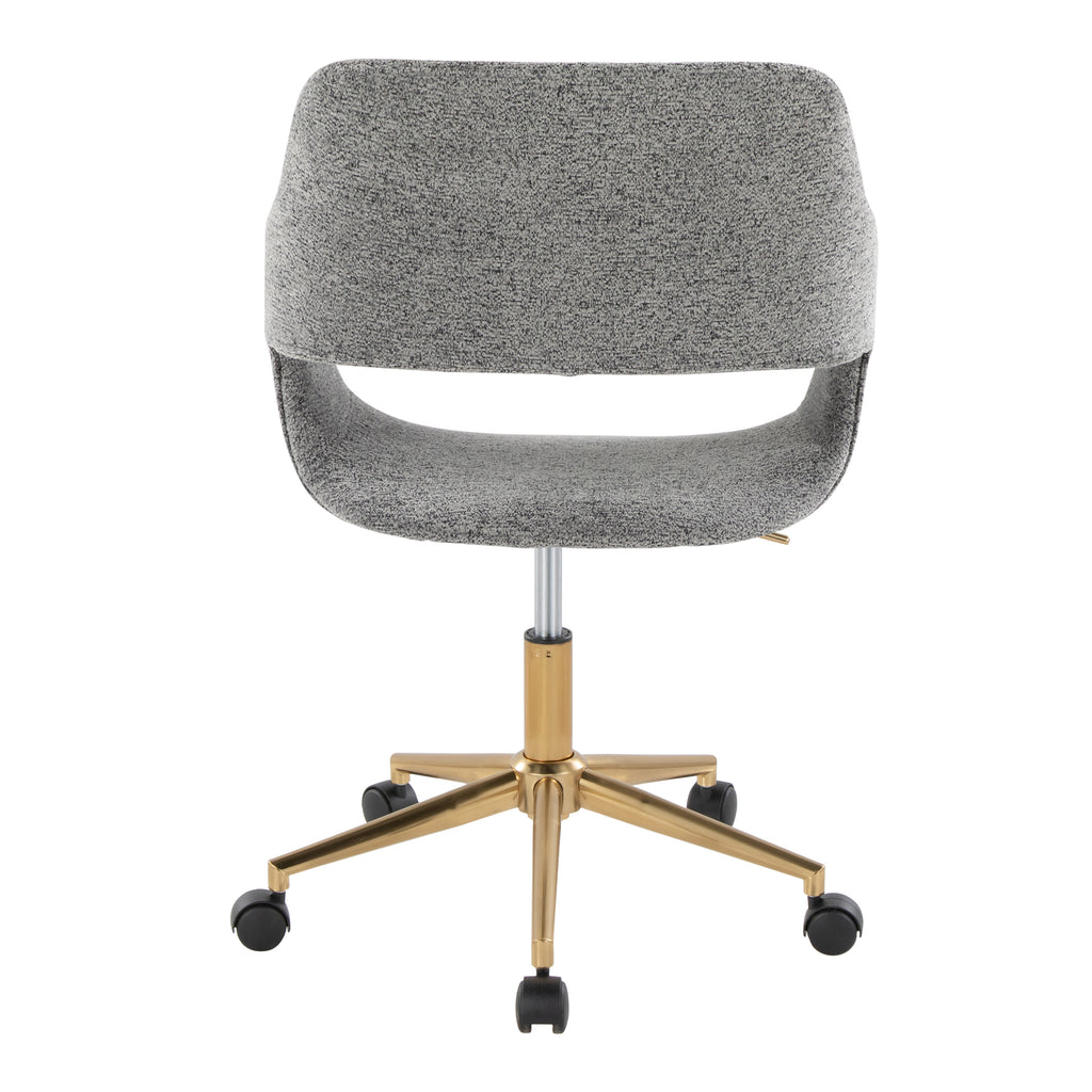 Contemporary Task Chair in Gold Metal and Grey Fabric - Grand Goldman