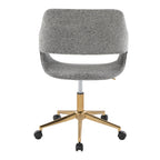 Contemporary Task Chair in Gold Metal and Grey Fabric - Grand Goldman