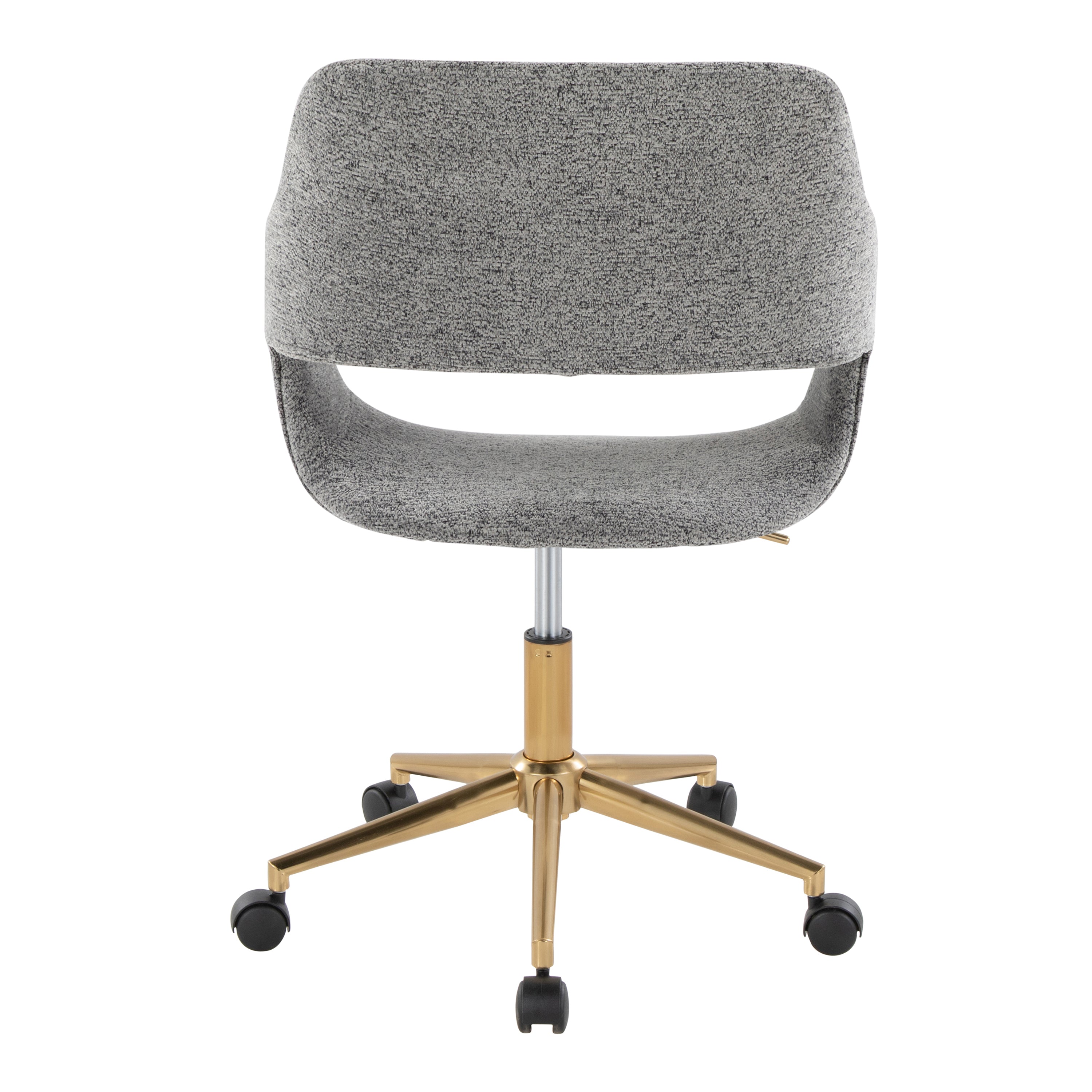 Contemporary Task Chair in Gold Metal and Grey Fabric - Grand Goldman