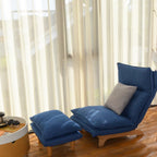 Modern Dark Blue Metal Frame Foldable Reclining Floor Chair – Lazy Leisure Sofa for Balcony or Bedroom - Grand Goldman Shop