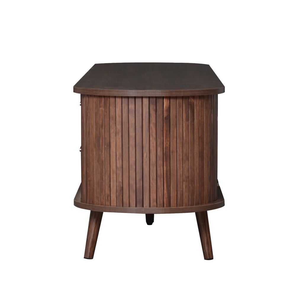 Mid-Century Modern TV Stand for 80' TV, Entertainment Center with Storage in Dark Brown, Solid Wood and MDF Construction, 70.8' L x 15.5' W x 18.1' H - Grand Goldman Shop