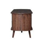 Mid-Century Modern TV Stand for 80' TV, Entertainment Center with Storage in Dark Brown, Solid Wood and MDF Construction, 70.8' L x 15.5' W x 18.1' H - Grand Goldman Shop