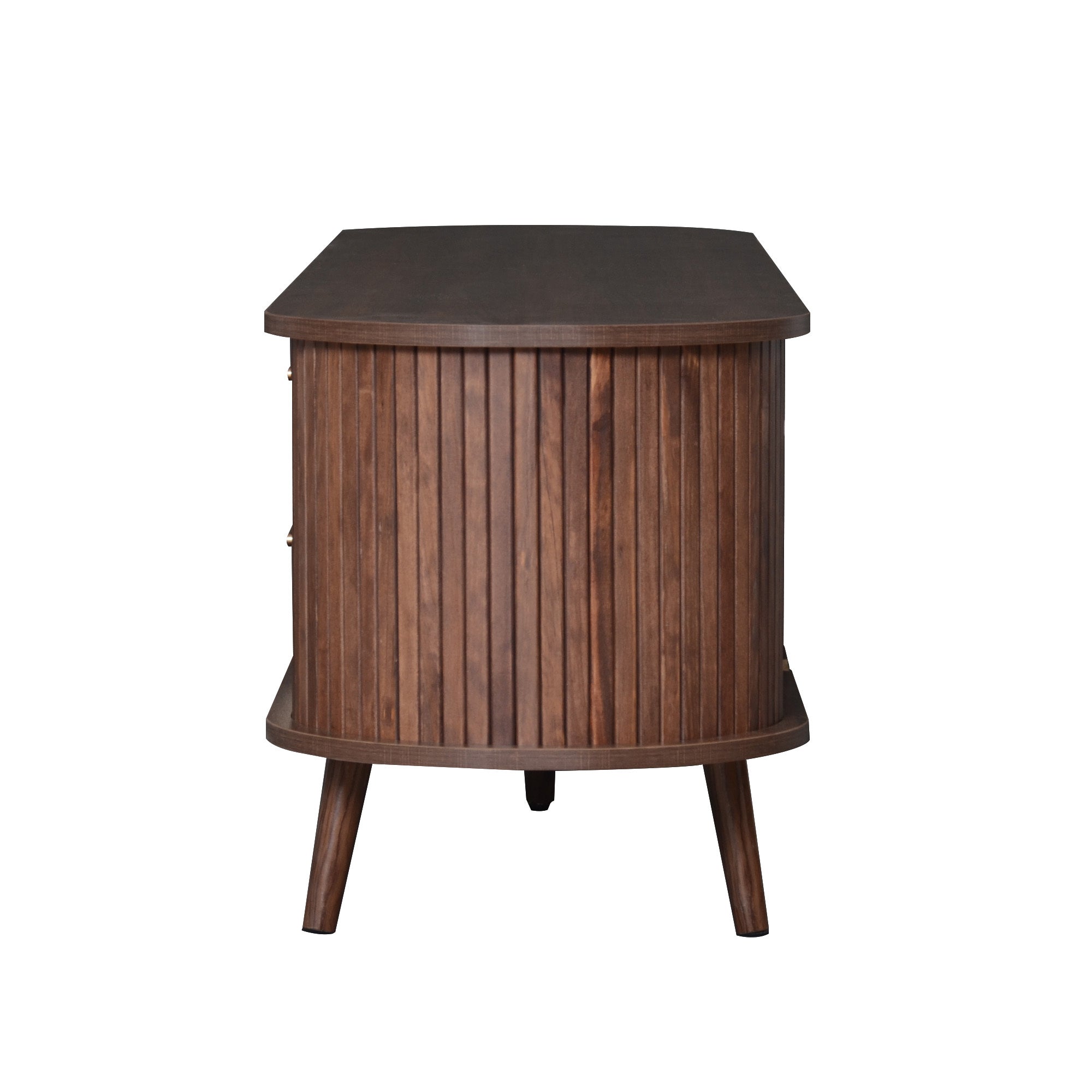Mid-Century Modern TV Stand for 80' TV, Entertainment Center with Storage in Dark Brown, Solid Wood and MDF Construction, 70.8' L x 15.5' W x 18.1' H - Grand Goldman Shop