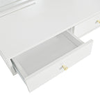 Floating Makeup Vanity Desk with Mirror & 3-Color Lights, Wall Dressing Table with Power Outlet, Compact vanity, Large Storage, White - Grand Goldman Shop