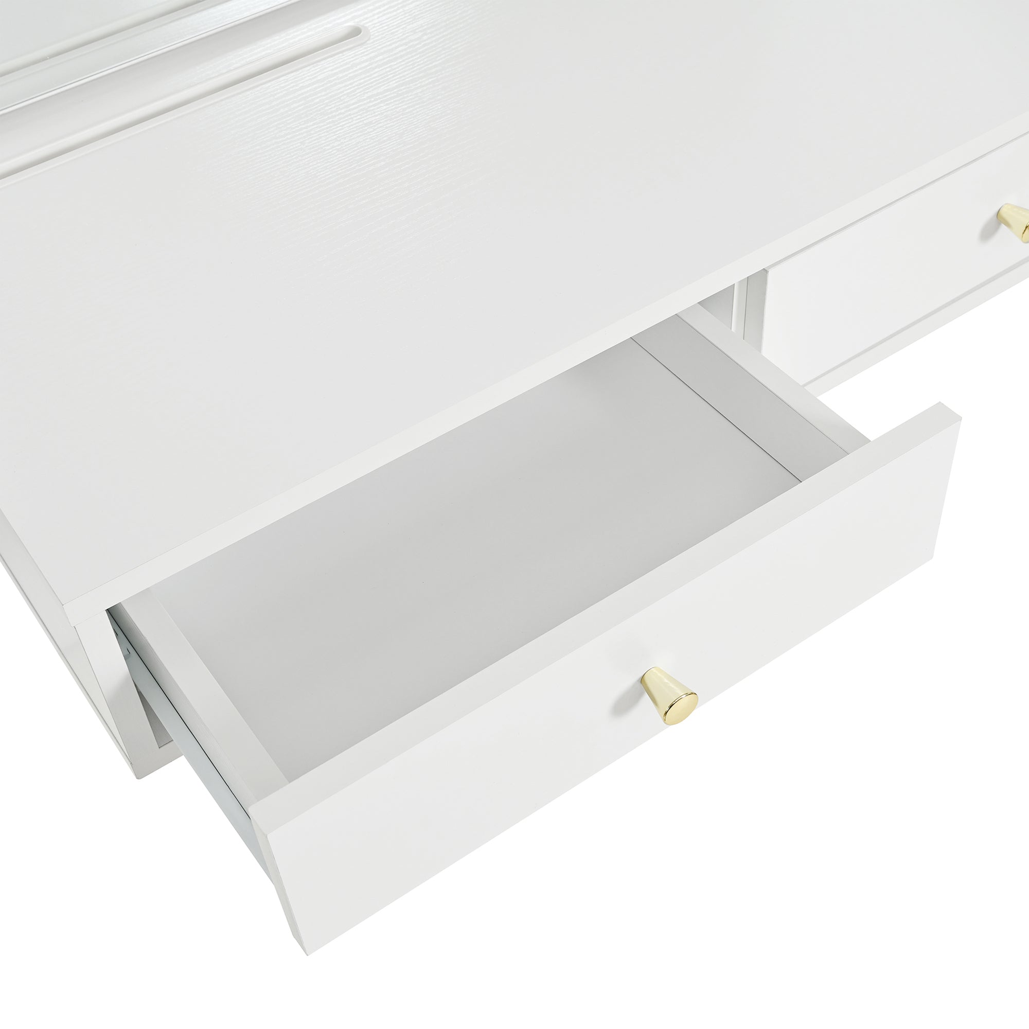 Floating Makeup Vanity Desk with Mirror & 3-Color Lights, Wall Dressing Table with Power Outlet, Compact vanity, Large Storage, White - Grand Goldman Shop