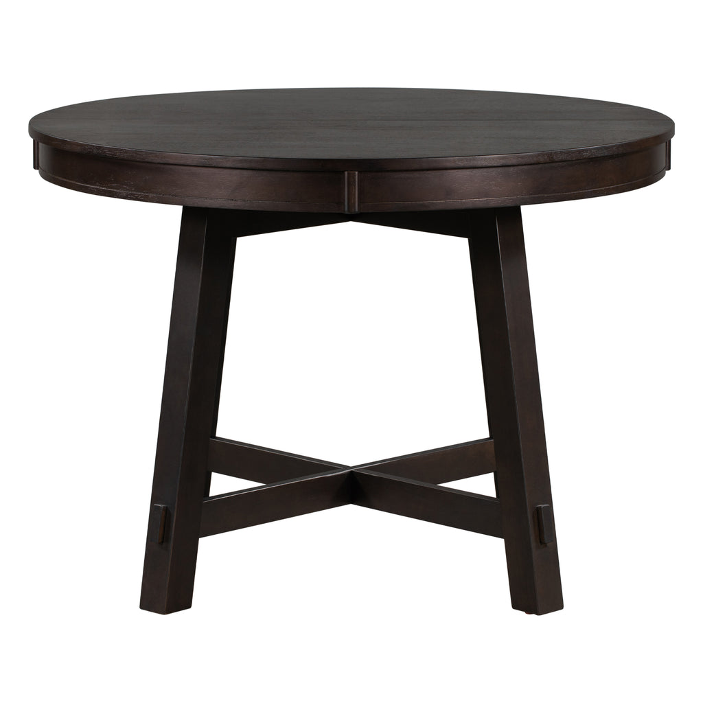 Gia Round Extendable Dining Table with 16' Leaf Wood, Espresso - Grand Goldman Shop