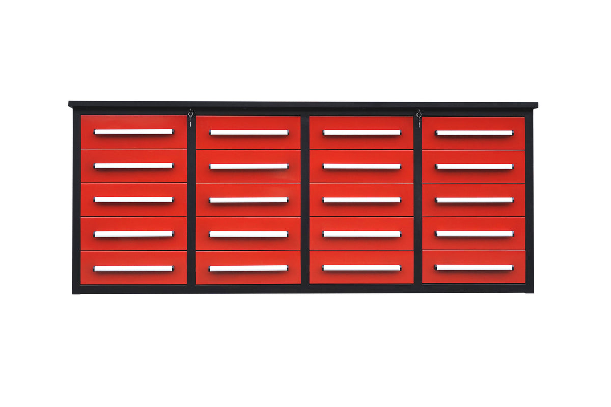 7' Garage Storage Cabinets with Workbench (20 Drawers) | Premium Home Decor - Grand Goldman