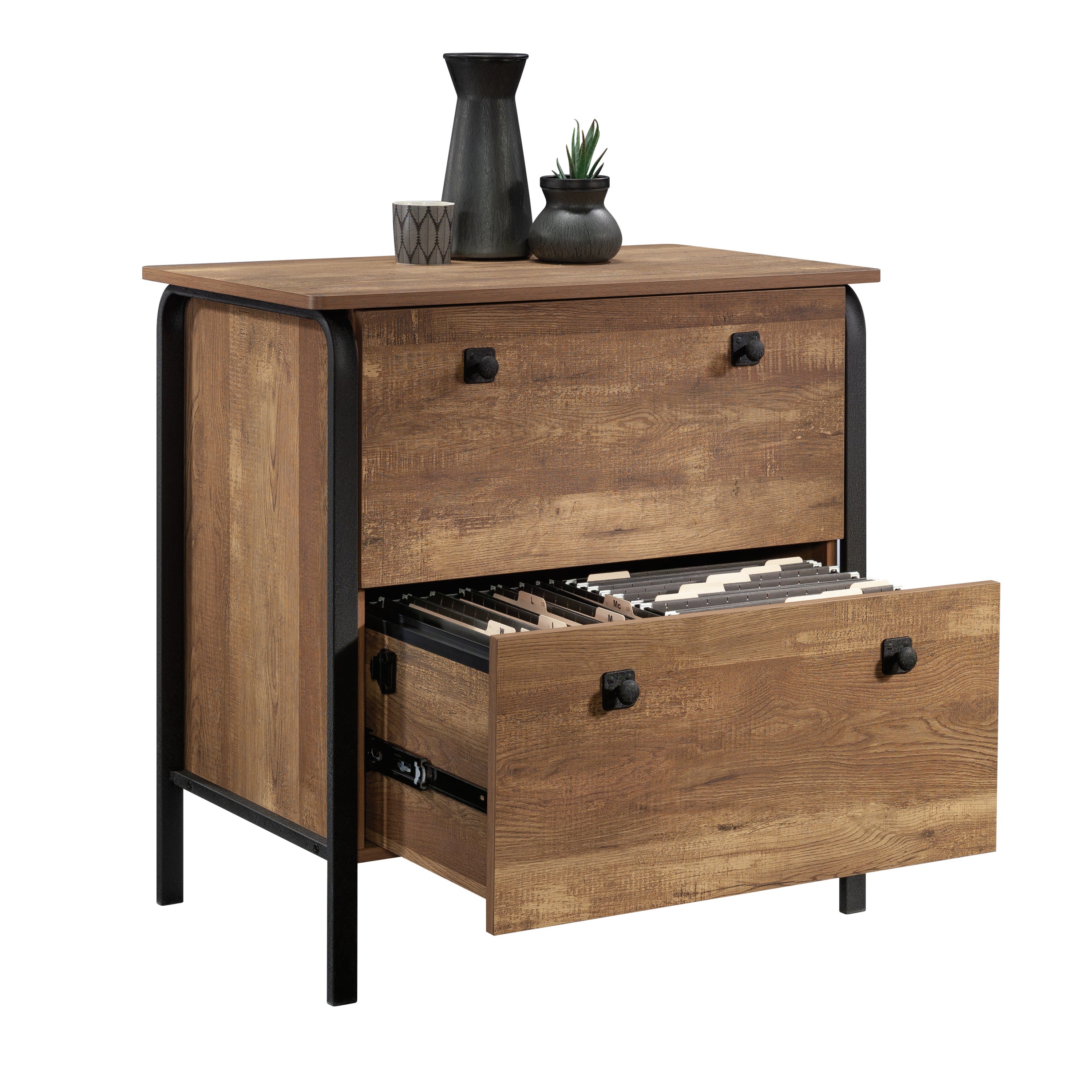 Lateral File with Bold Design, Oak finish - Grand Goldman