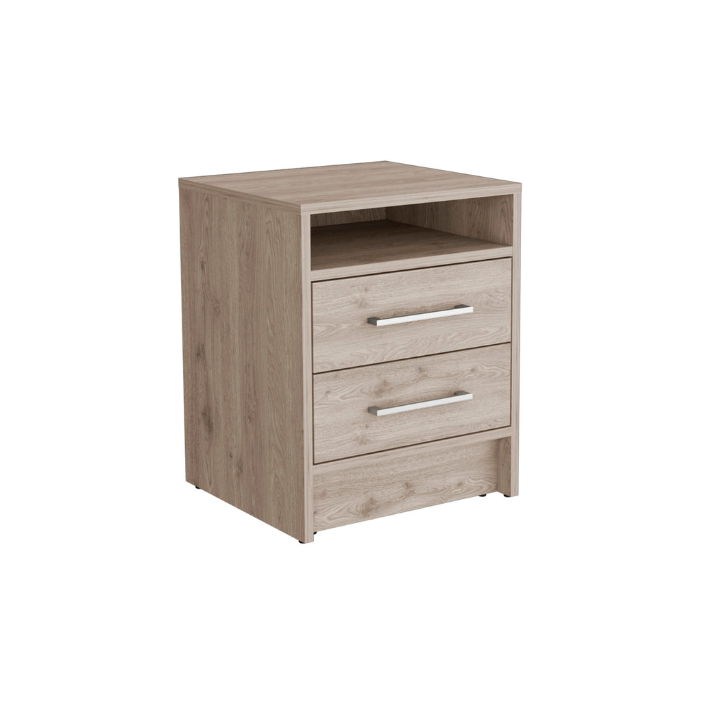 Eter Nightstand , End Table, Side Table Superior Top, Two Drawers -Light Gray - Grand Goldman Shop