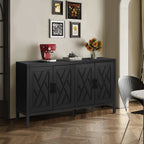 60 inches Modern Farmhouse Accent Cabinet with 4 Doors and Adjustable Shelf Wood Sideboard Buffet Cabinet Console Table Credenza Buffet Table for Kitchen Dining Room Entryway Hallway(Antique Black) - Grand Goldman Shop