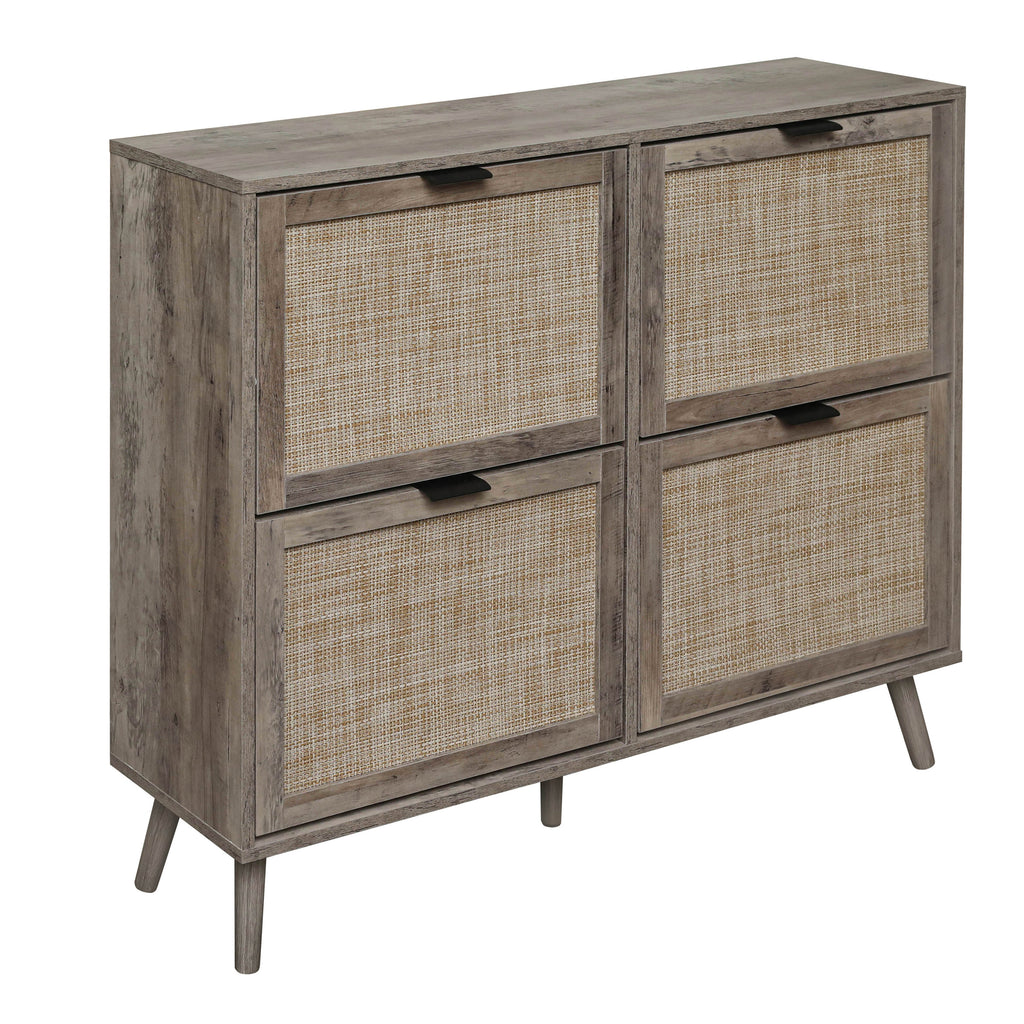 4 Door Shoe Rack, Freestanding Modern Shoe Storage Cabinet, for Entryway - Grand Goldman Shop