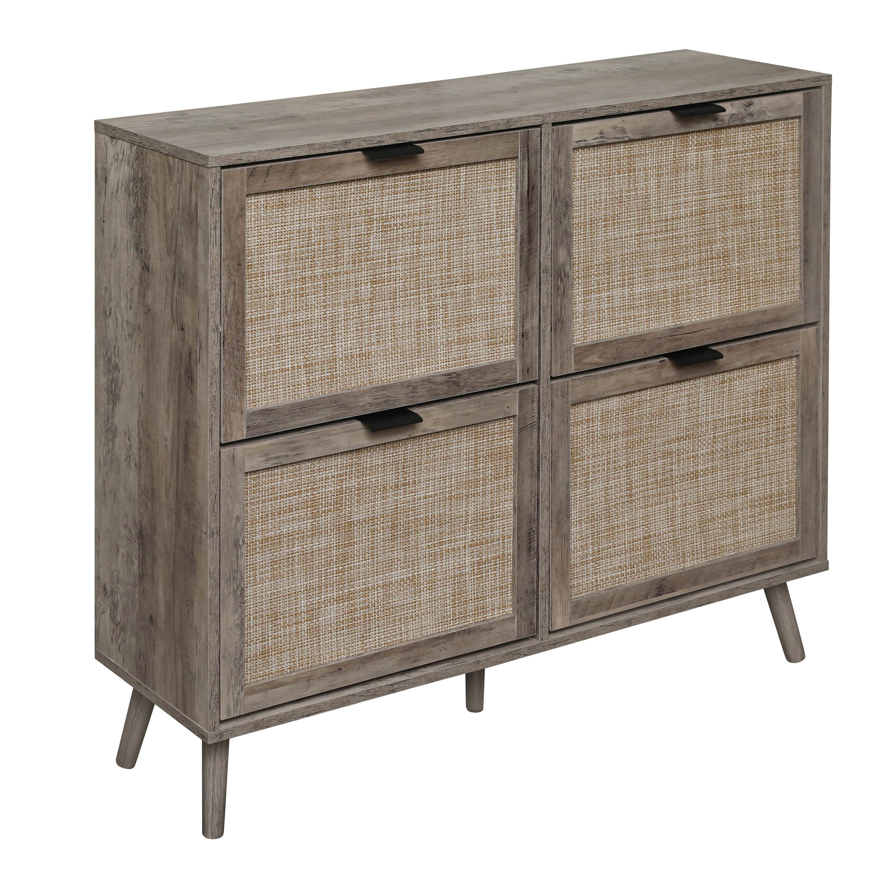 4 Door Shoe Rack, Freestanding Modern Shoe Storage Cabinet, for Entryway - Grand Goldman Shop
