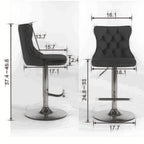 A&A Furniture,Golden Swivel Velvet Barstools Adjusatble Seat Height from 25-33 Inch, Modern Upholstered Bar Stools with Backs Comfortable Tufted for Home Pub and Kitchen Island（Black,Set of 2） - Grand Goldman Shop