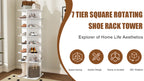 7-Tier Square Rotating Shoe Rack Tower with 360° Spinning Organizer, White - Grand Goldman Shop