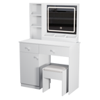 Fashion Vanity Desk with Mirror and Adjustable Lights, Makeup Table Set with 2 Drawers, White MDF, 35.43' x 15.75' x 51.97' - Grand Goldman Shop
