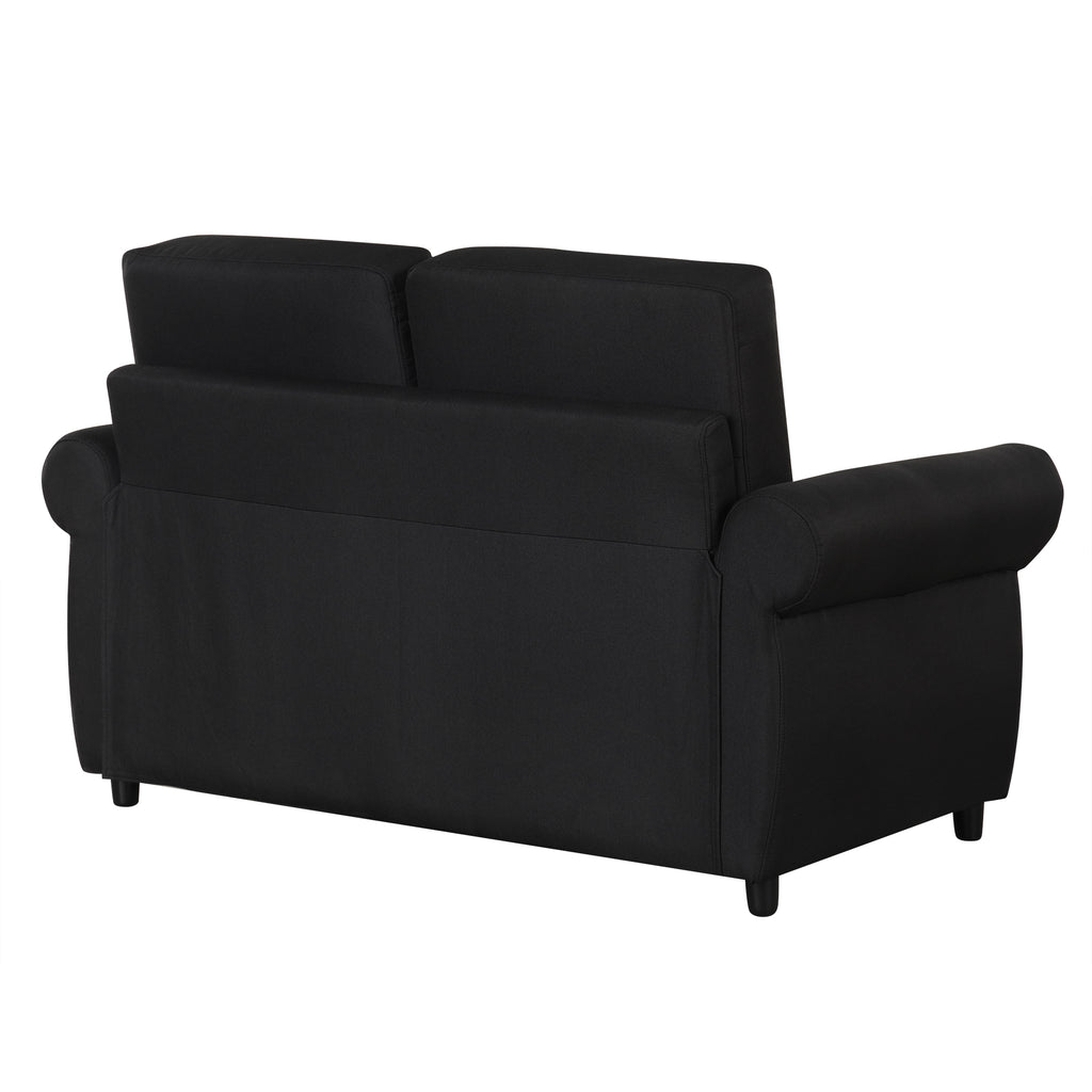 Orisfur Pull Out Sofa Bed Loveseat Sleeper with Twin Size Memory Foam Mattress & USB Ports, Black Linen - Grand Goldman Shop