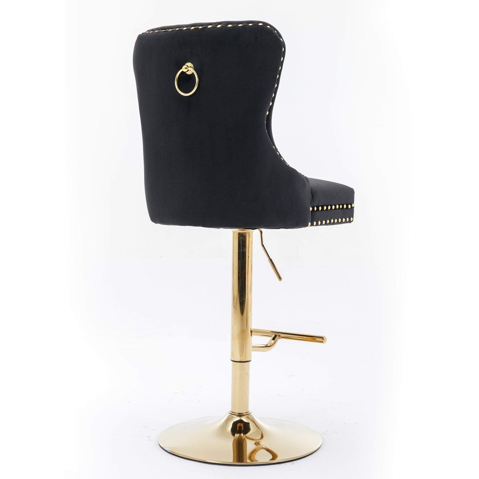 A&A Furniture Modern Swivel Velvet Barstools with Adjustable Seat Height, Comfortable Black Tufted Upholstery, Set of 2 - Grand Goldman Shop