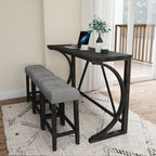 Bar Table Set with Power Outlet, Bar Table and Chairs Set, 4 Piece Dining Table Set, Industrial Breakfast Table Set, for Living Room, Dining Room, Game Room - Grand Goldman Shop